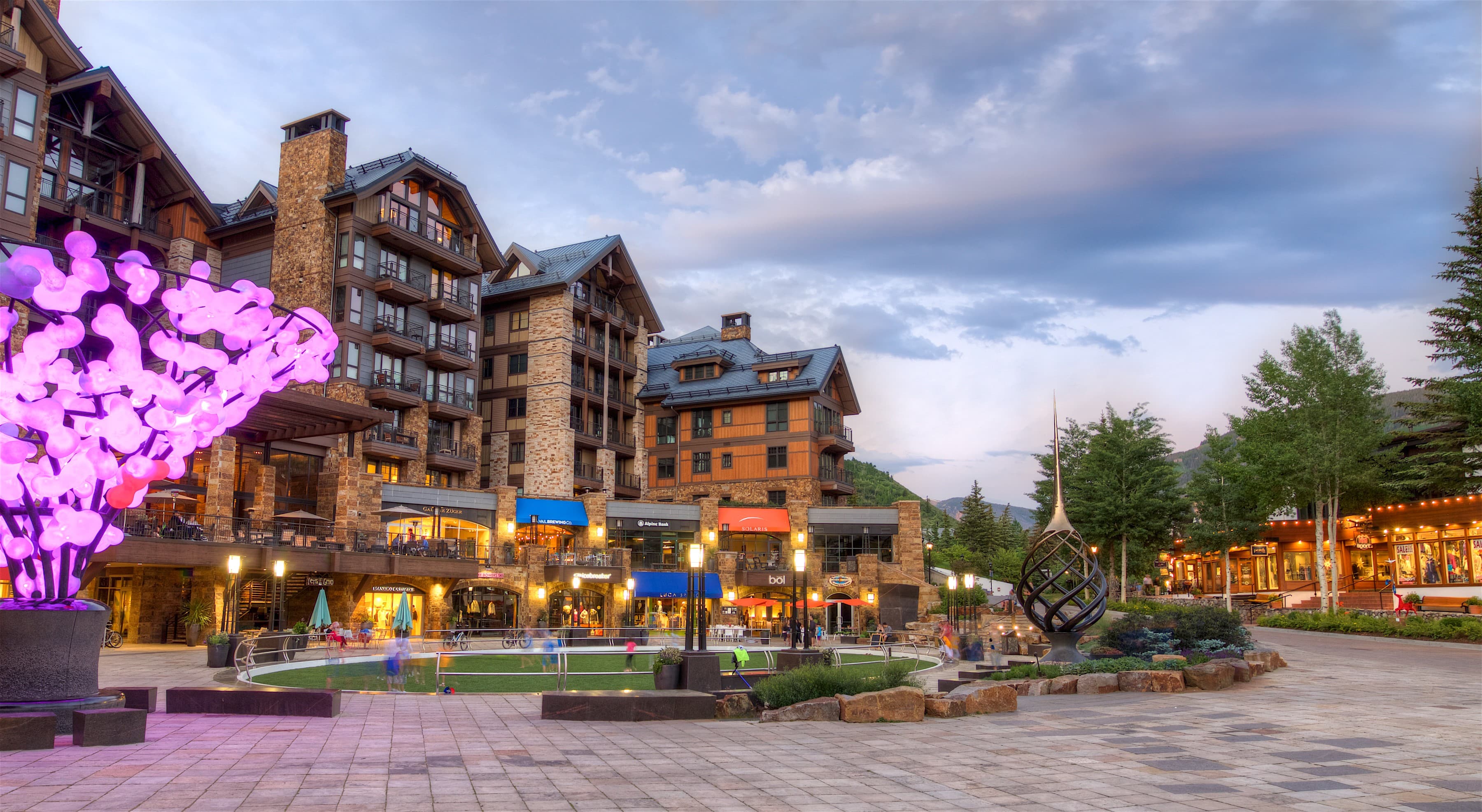 Solaris Plaza at dusk — Vail Village